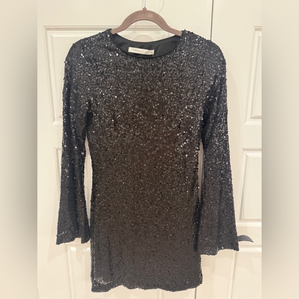 Altar'd State Black Sequin Mini Dress